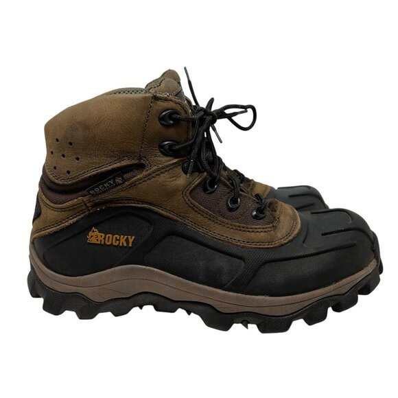 Rocky Men's 9.5 W 6" Mid Outdoor Brown Leather Work Hunting Hiking Rugged Boots - Picture 2 of 10
